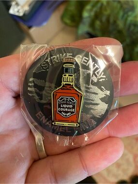 Brand New in Packaging Strike Gently “Liquid Courage” Henny Bottle Enamel Pin